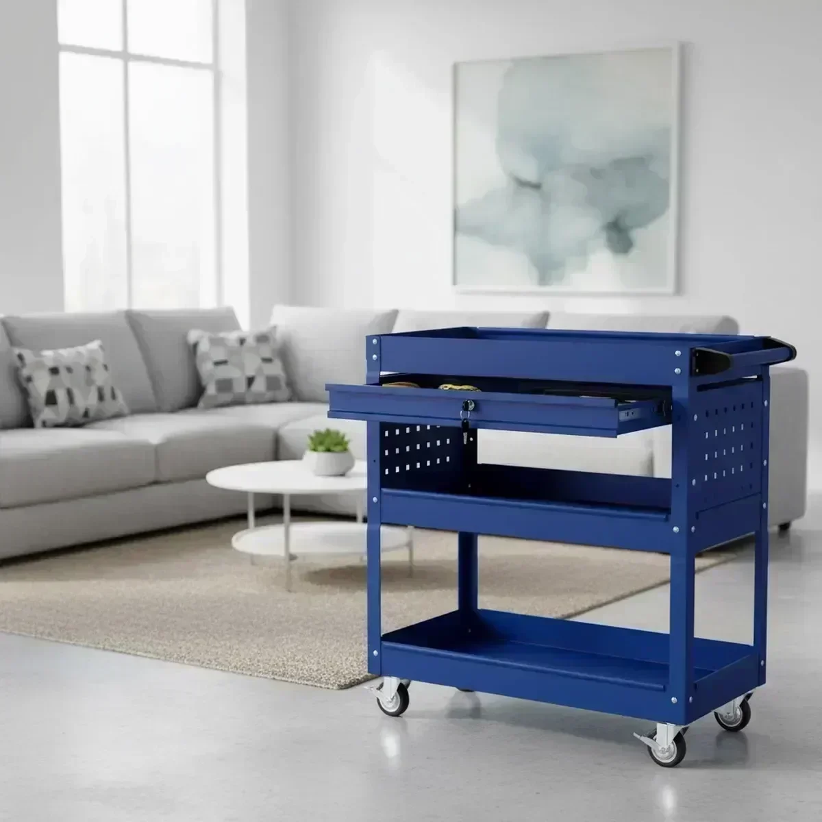 Workshop Tools Storage - 3 Shelf Rolling Tool Cart Lockable