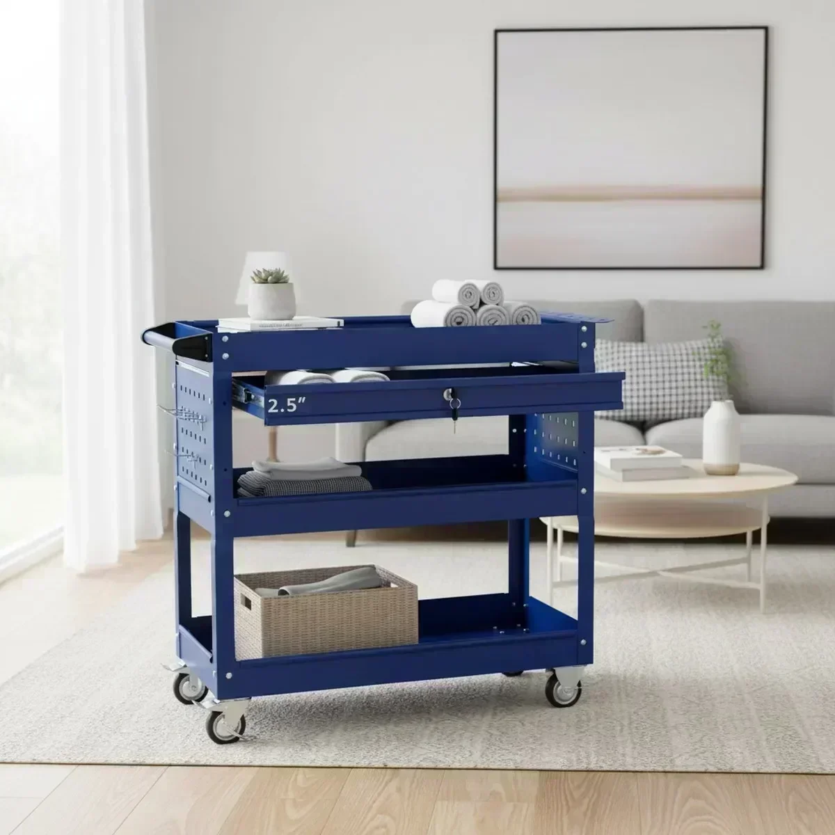 3 Shelf Rolling Tool Cart Lock - огляд і ціна Workshop Tools Storage