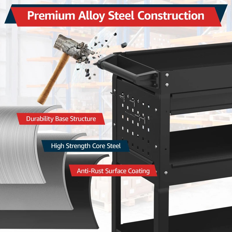 3-Tier Rolling Tool Cart Heavy - огляд і ціна Workshop Garage Tools Manufacturer